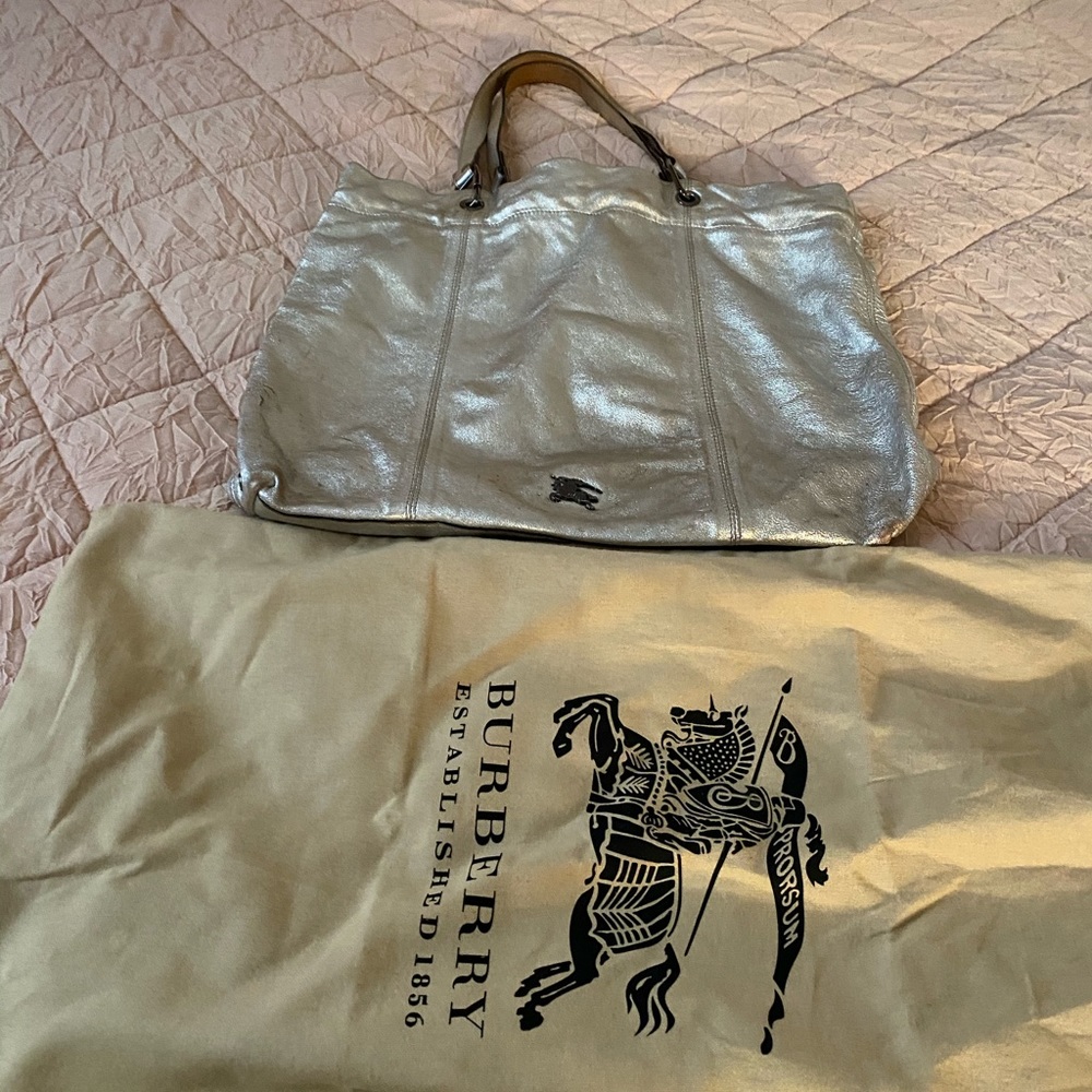 Burberry Metallic Silver Tote
